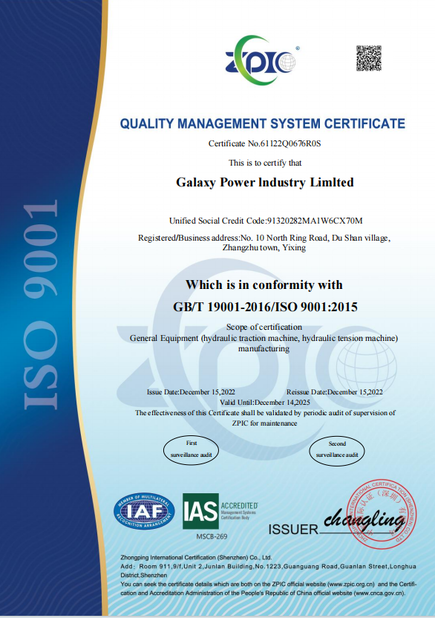 Chiny Galaxy power industry limited Certyfikaty